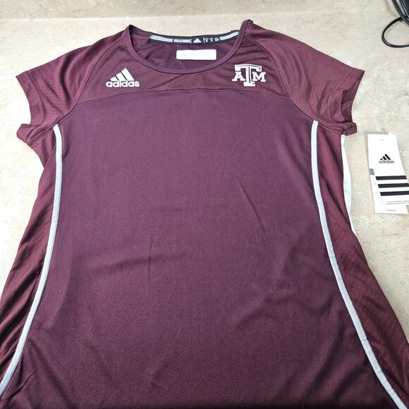 NWT ADIDAS TEXAS A&M WOMENS SZ S CLIMACOOL JERSEY T SHIRT MAROON - Picture 1 of 7